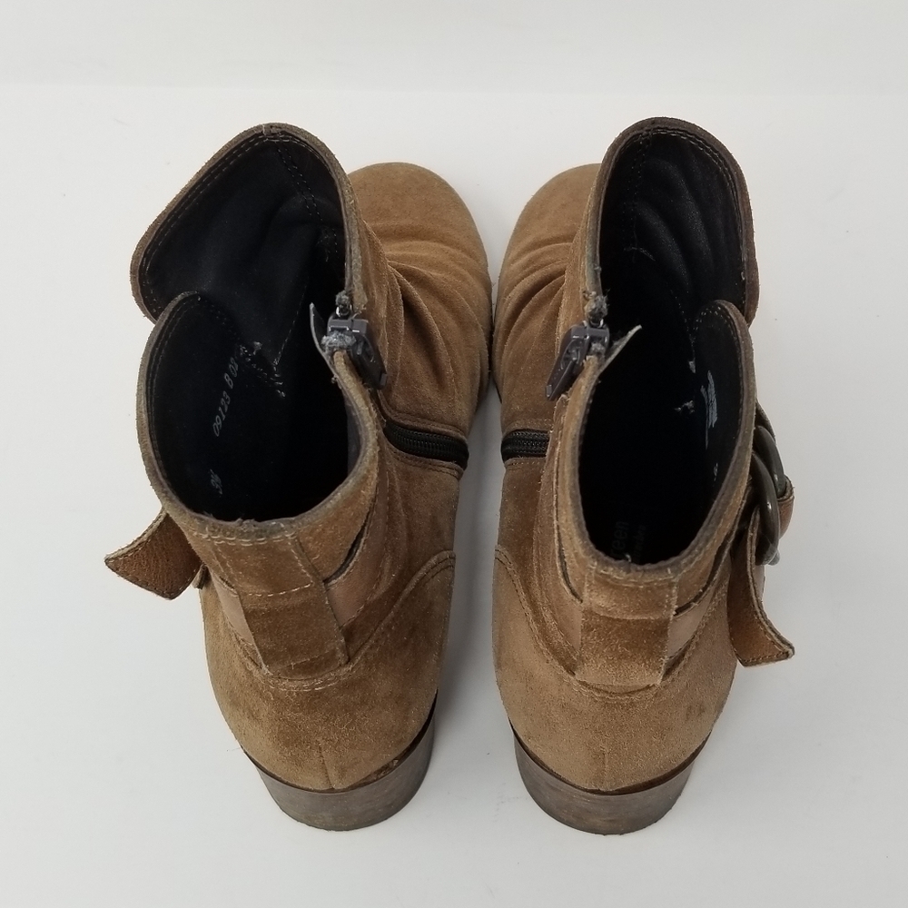 Paul Green Munchen Suede Ankle Suede Ankle Boot Buckle Block Heel Leather Sz 6 - Picture 7 of 16